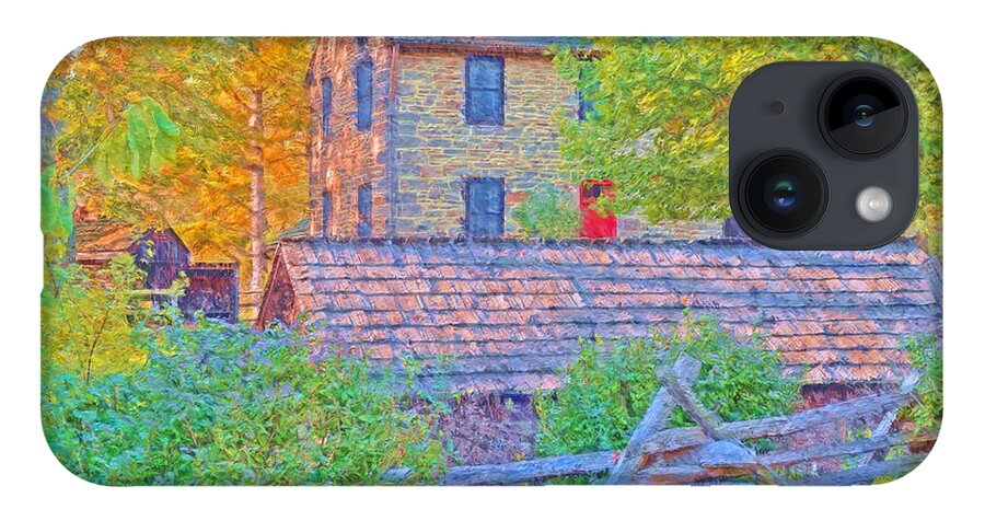 Stone House iPhone 14 Case featuring the digital art The Stone House At The Oliver Miller Homestead / Late Afternoon by Digital Photographic Arts