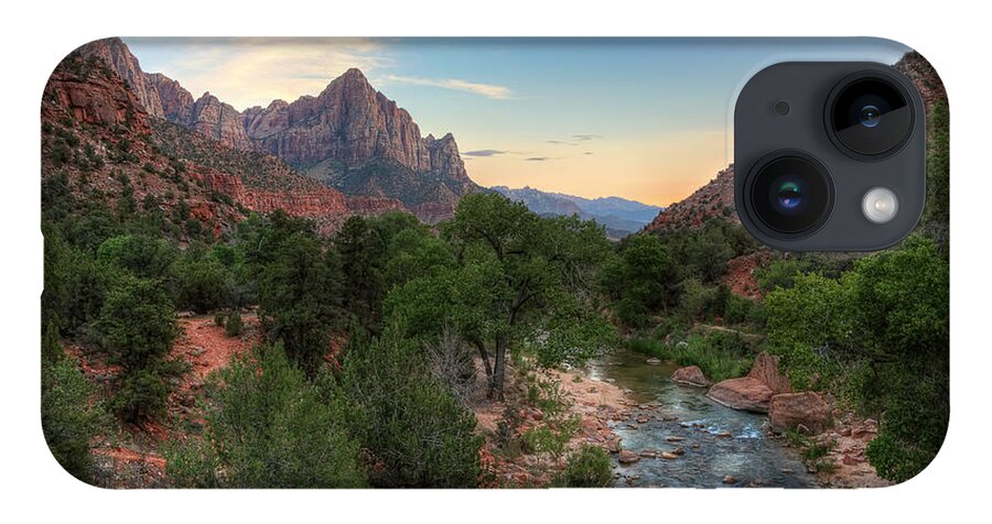 Virgin iPhone 14 Case featuring the photograph The Watchman at Zion National Park by Eddie Yerkish