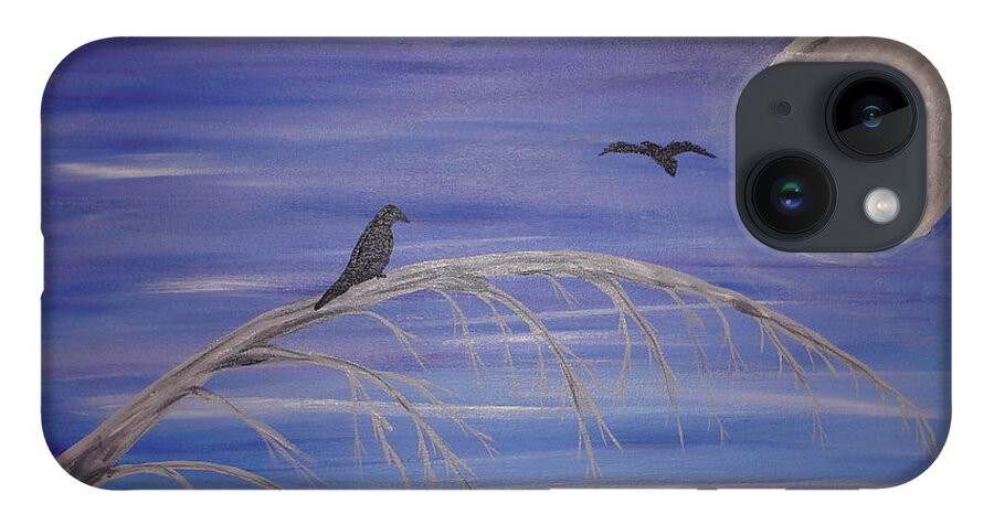 Raven iPhone 14 Case featuring the painting Three Sisters by Angie Butler