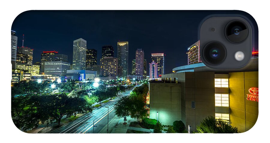 Toyota Center iPhone 14 Case featuring the photograph Toyota Center and Downtown Houston by David Morefield