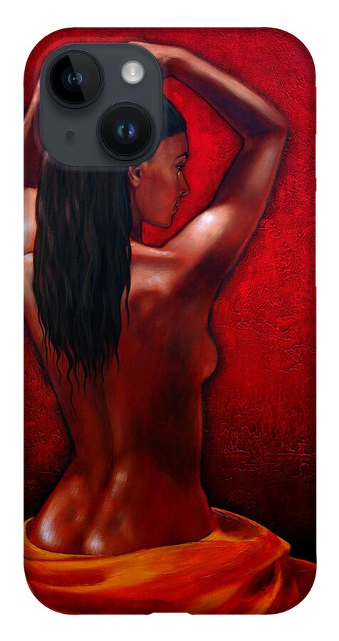 Red iPhone 14 Case featuring the painting Tranquility by Glenn Pollard