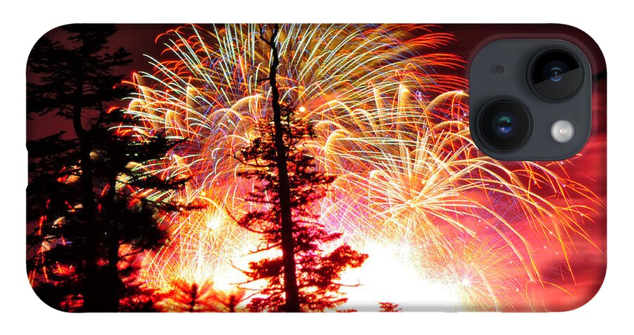 Lake Tahoe iPhone Case featuring the photograph Tree-filtered Fireworks - Lake Tahoe - Nevada / California by Bruce Friedman
