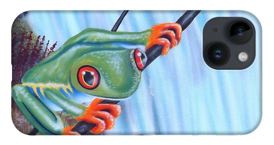 Tree Frog iPhone 14 Case featuring the painting Tree Frog by Darren Robinson