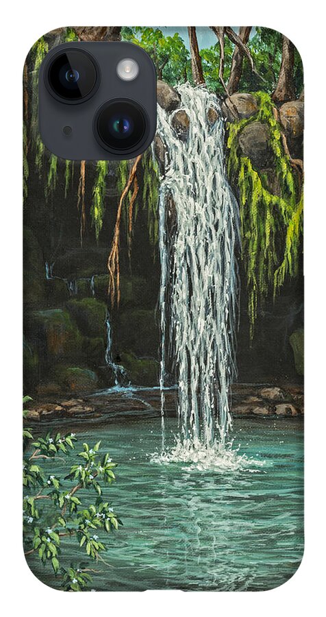 Landscape iPhone 14 Case featuring the painting Twin Falls by Darice Machel McGuire