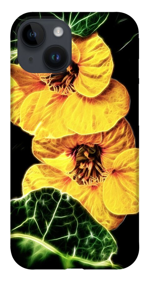 Nasturtium iPhone 14 Case featuring the photograph Two Shy Sisters fractal by Weston Westmoreland