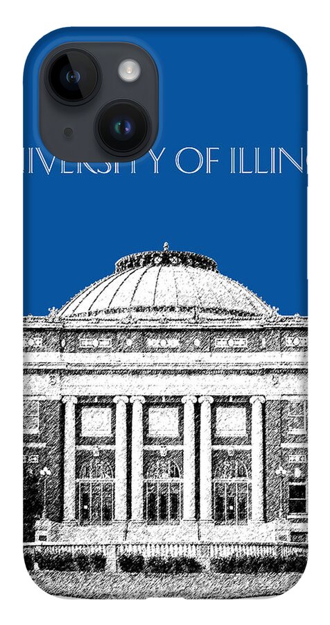 University iPhone Case featuring the digital art University of Illinois Foellinger Auditorium - Royal Blue by DB Artist