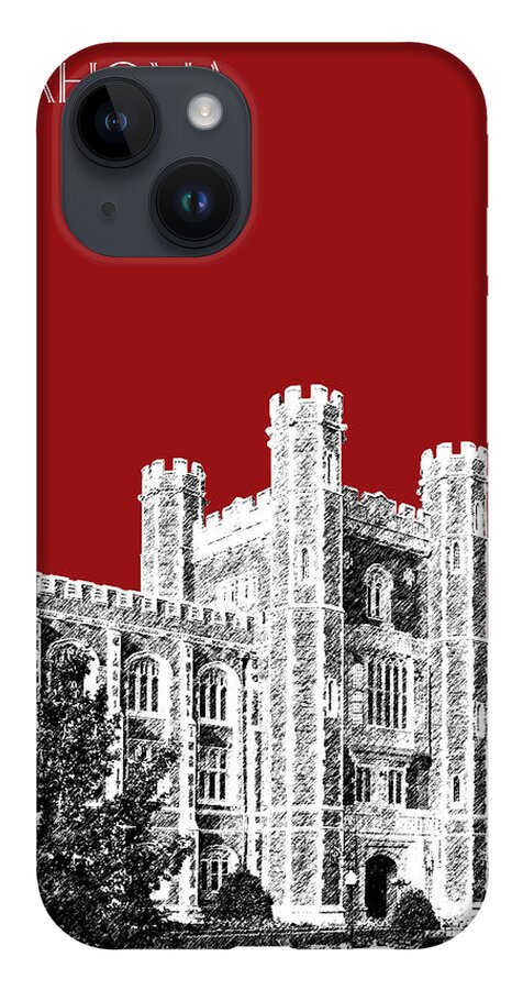 University iPhone 14 Case featuring the digital art University of Oklahoma - Dark Red by DB Artist