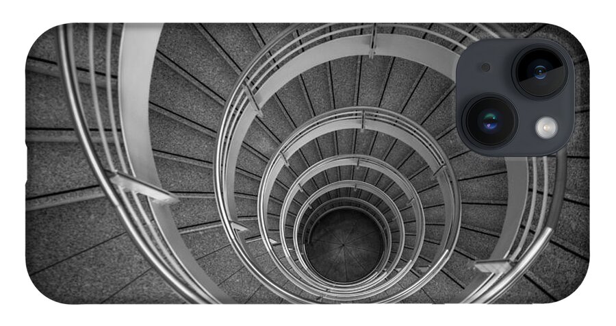 Architecture iPhone 14 Case featuring the photograph urban spiral - gray II by Hannes Cmarits