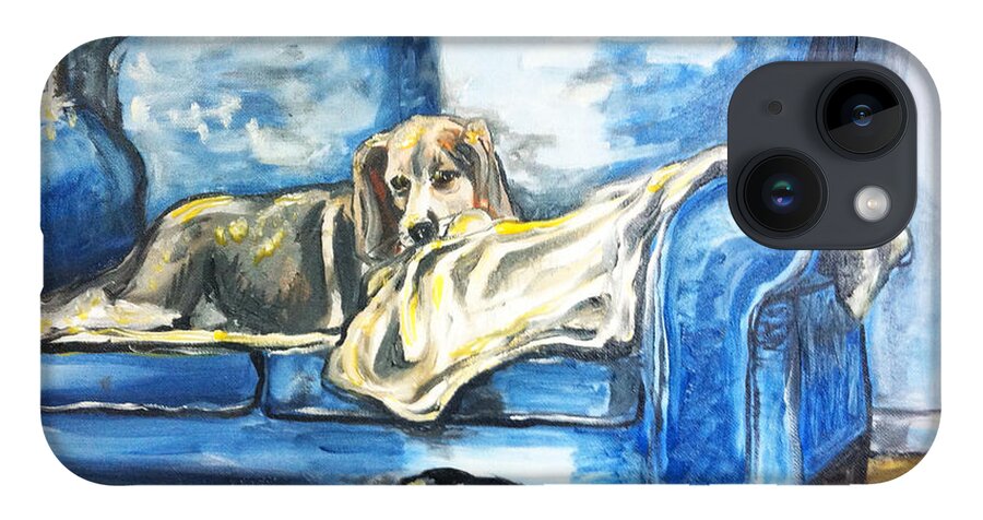 Pet Portraits iPhone Case featuring the painting Utah and London by Alexandria Weaselwise Busen
