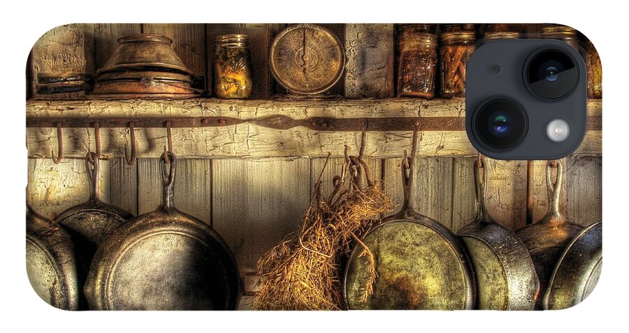Kitchen iPhone 14 Case featuring the photograph Utensils - Old country kitchen by Mike Savad