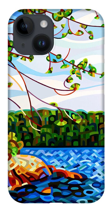 Abstract iPhone 14 Case featuring the painting View From Mazengah by Mandy Budan