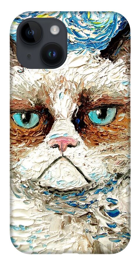 Cat iPhone Case featuring the painting Vincent van NO by Aja Trier