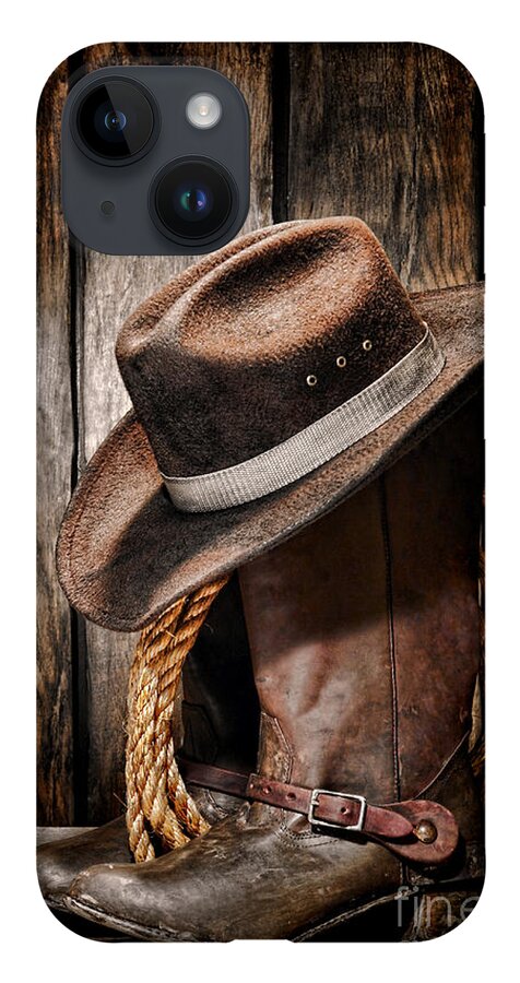 Cowboy iPhone 14 Case featuring the photograph Vintage Cowboy Boots by Olivier Le Queinec