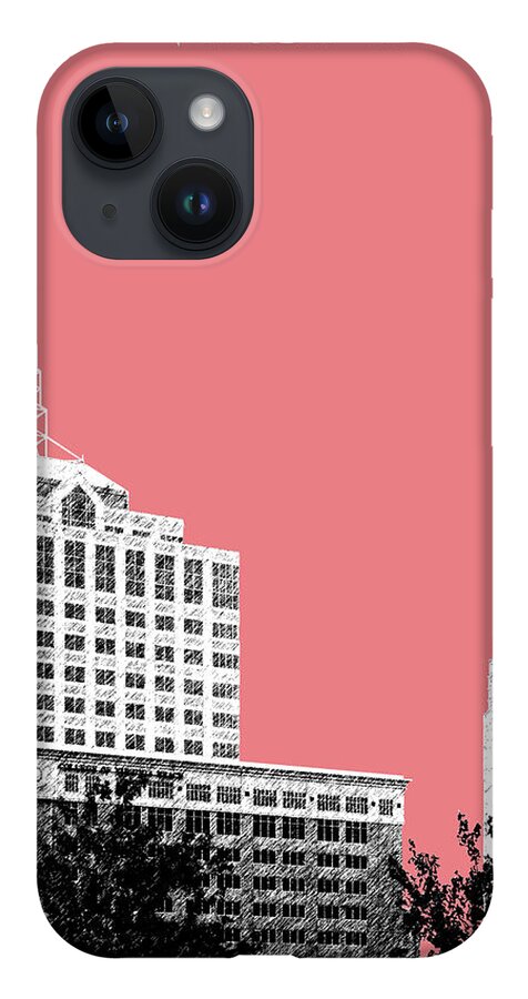 Architecture iPhone 14 Case featuring the digital art Virginia Beach Skyline - Light Red by DB Artist