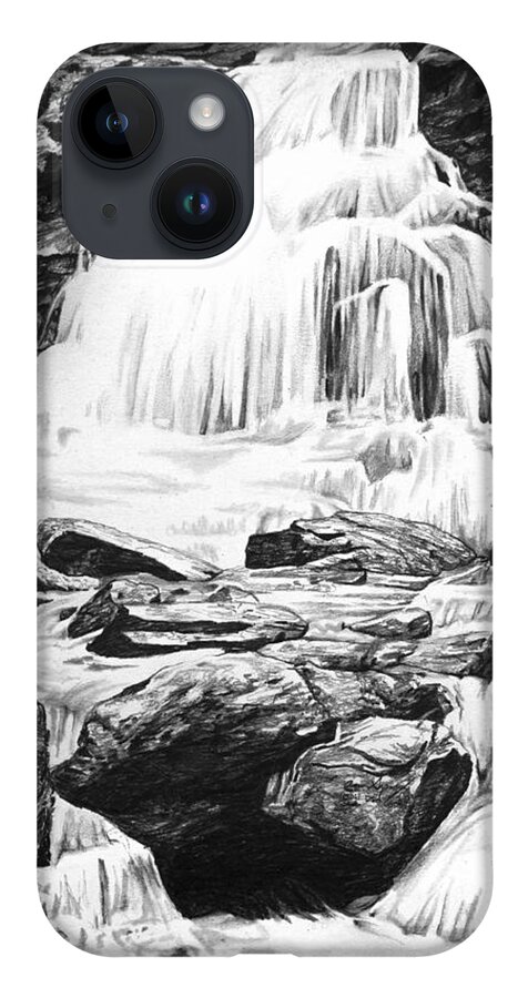 Waterfall iPhone 14 Case featuring the drawing Waterfall by Aaron Spong