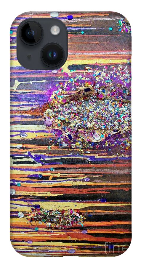 Glitter iPhone 14 Case featuring the mixed media Waternymphs by Carol Losinski Naylor