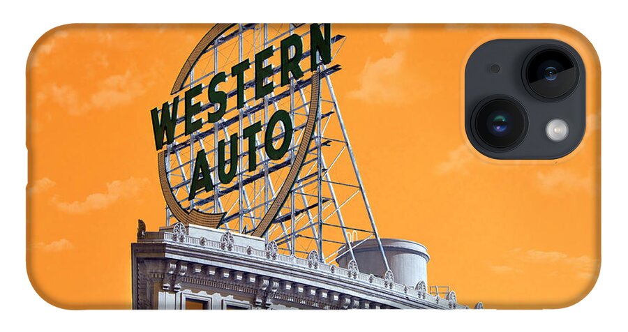 Andee Design Western Auto Sign iPhone 14 Case featuring the photograph Western Auto Sign Artistic Sky by Andee Design
