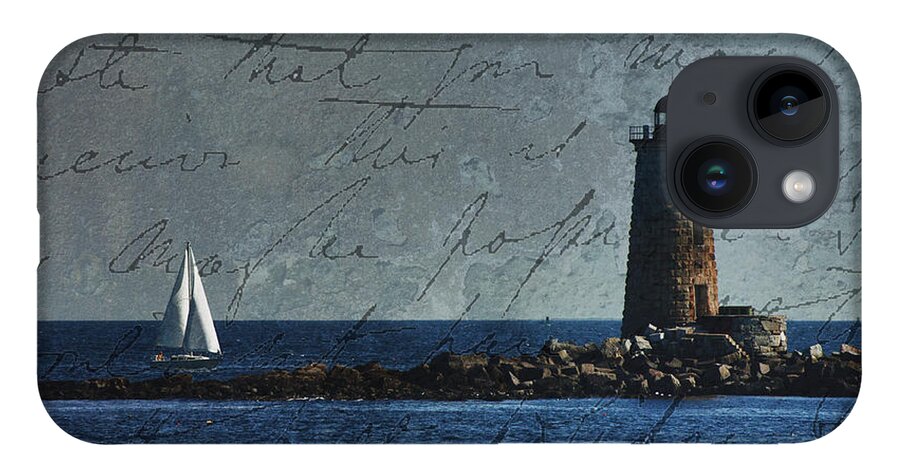 Whaleback Lighthouse iPhone 14 Case featuring the photograph White sails on blue by Jeff Folger