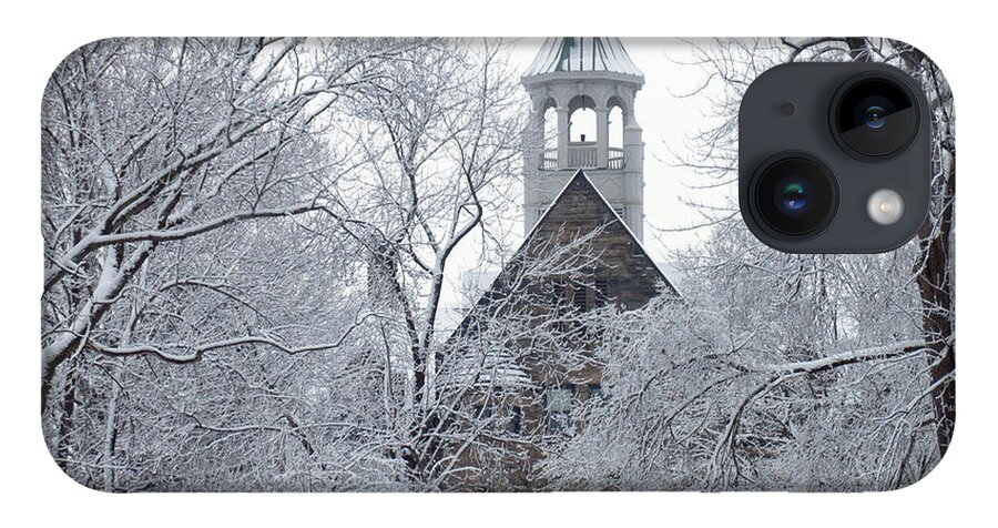 Ohio iPhone 14 Case featuring the photograph Winter at Marting Hall Baldwin Wallace College Berea Ohio by John Harmon