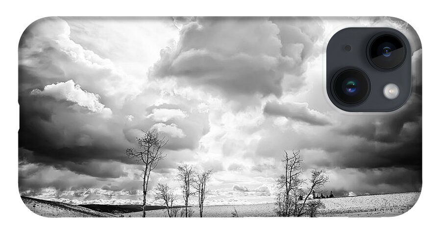 Black And White iPhone 14 Case featuring the photograph Winter Sky Drama by Theresa Tahara