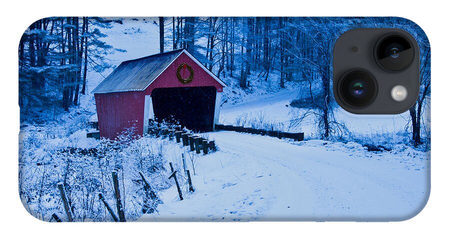 Vermont Covered Bridge iPhone Case featuring the photograph winter Vermont covered bridge by Jeff Folger
