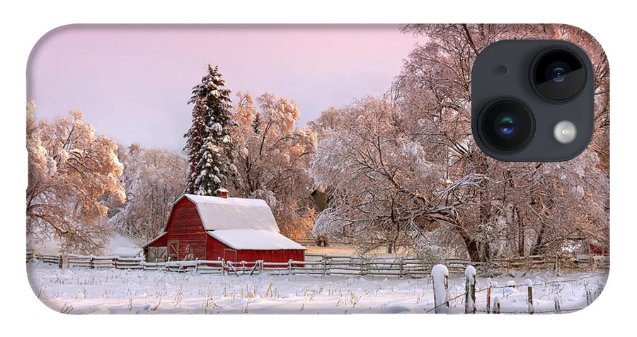 Snowy Winters Day iPhone 14 Case featuring the photograph Winters Glow by Beve Brown-Clark Photography