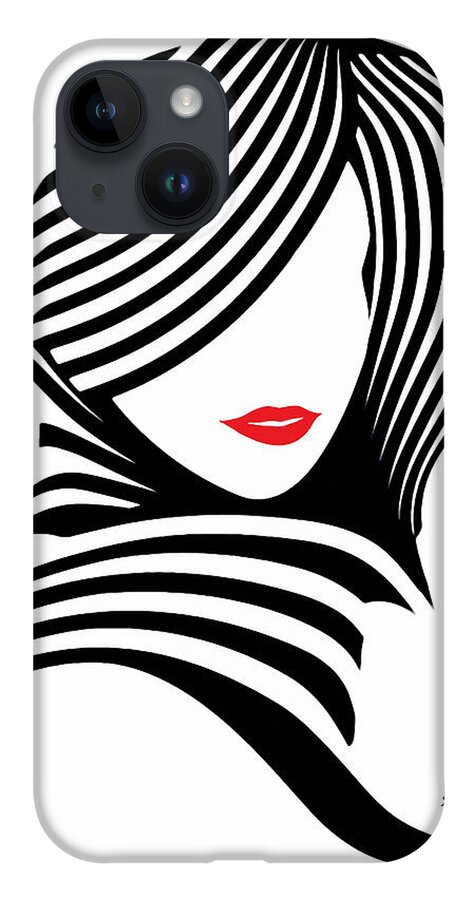 Black And White iPhone Case featuring the digital art Woman Chic in Black and White by Rafael Salazar