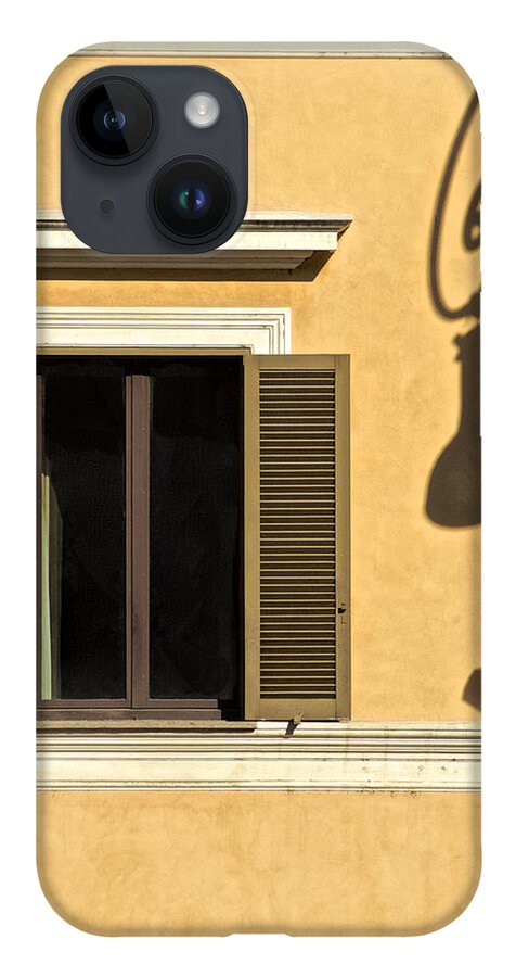 Light Post iPhone 14 Case featuring the photograph Wrought Iron Street Lamp Shadow of Ancient Rome by David Letts