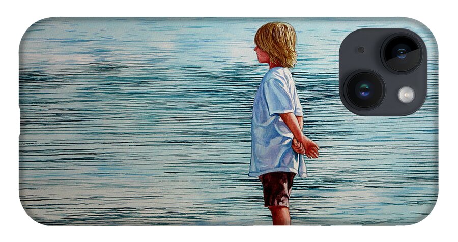 Lad iPhone 14 Case featuring the painting Young Lad by the Shore by Christopher Shellhammer