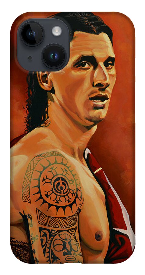 Zlatan Ibrahimovic iPhone 14 Case featuring the painting Zlatan Ibrahimovic Painting by Paul Meijering