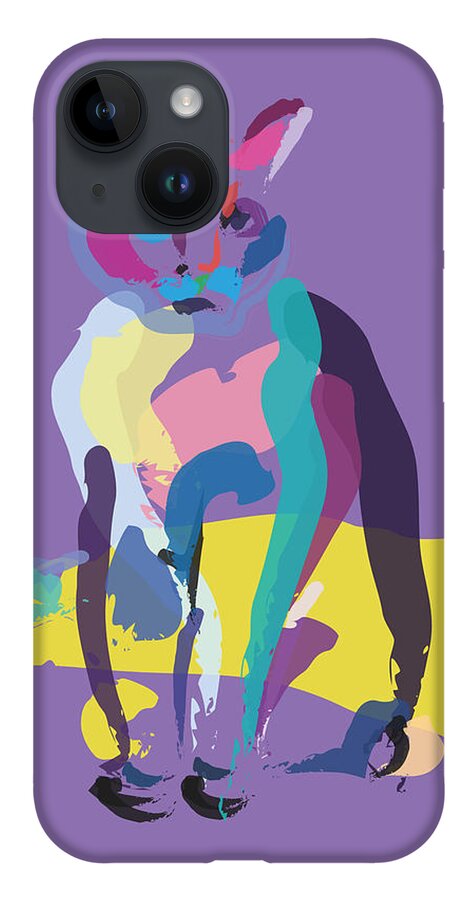 Pet iPhone 14 Case featuring the painting Cat In Colour by Go Van Kampen