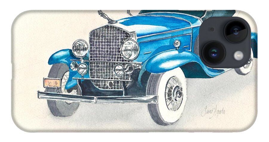 Vintage iPhone 14 Case featuring the painting 1930 Cadillac by Frank SantAgata