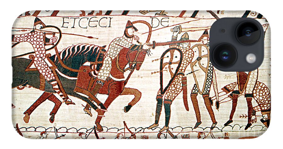 History iPhone Case featuring the photograph Battle Of Hastings Bayeux Tapestry by Photo Researchers