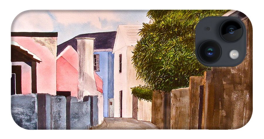 Bermuda iPhone 14 Case featuring the painting Bermuda Alley by Frank SantAgata