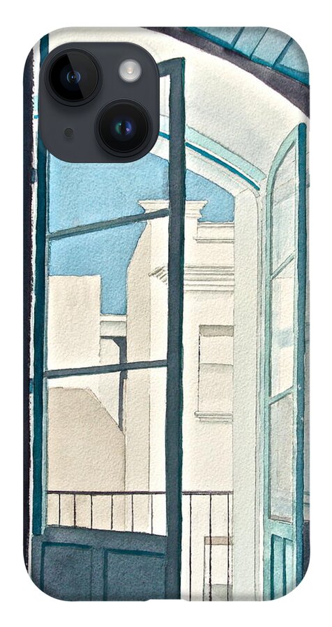 Blue iPhone 14 Case featuring the painting Blue Open by Frank SantAgata