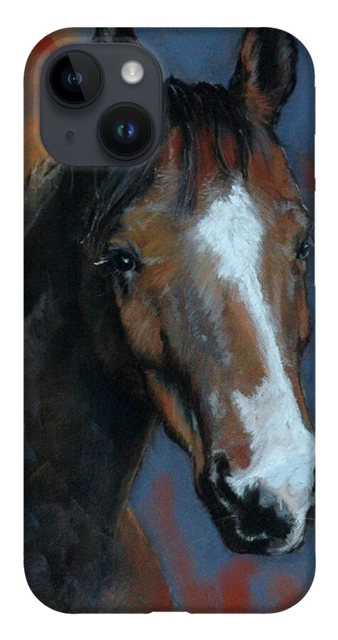 Horse iPhone 14 Case featuring the pastel Chase by Jim Fronapfel