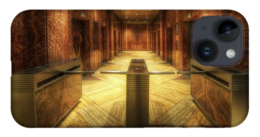  Yhun Suarez iPhone 14 Case featuring the photograph Chrysler Building Elevator Lobby by Yhun Suarez
