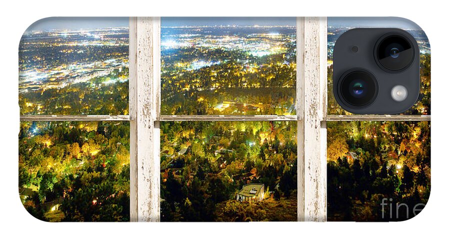 'window Frame Art' iPhone Case featuring the photograph City Lights White Rustic Picture Window Frame Photo Art View by James BO Insogna