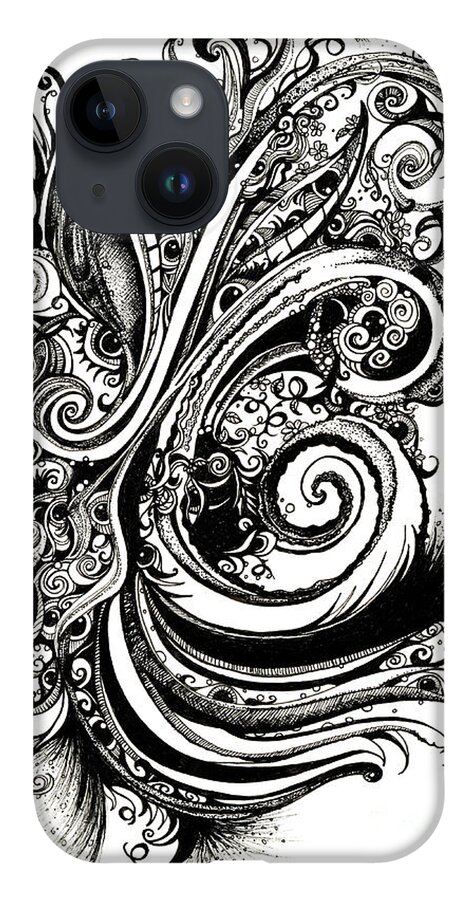 Black iPhone 14 Case featuring the drawing Eyes on You by Danielle Scott