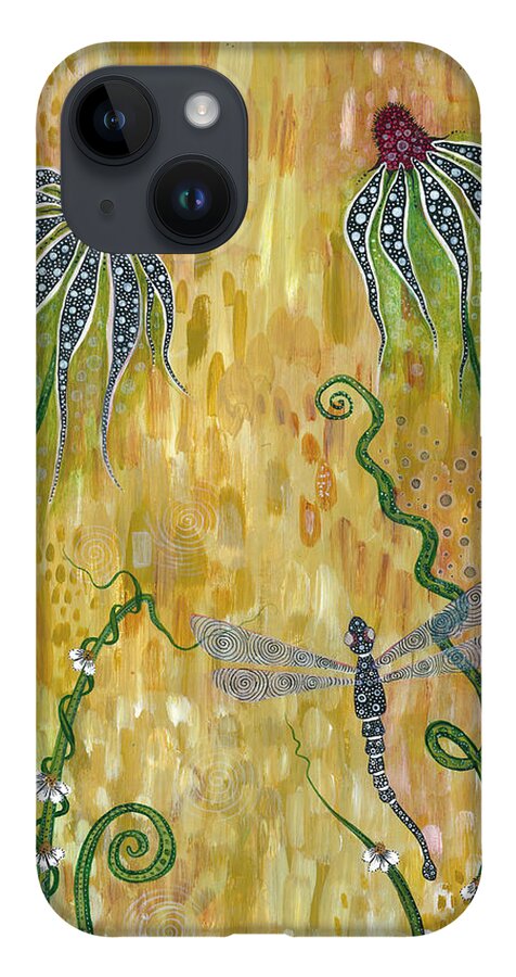 Dragonfly iPhone 14 Case featuring the painting Dragonfly Safari by Tanielle Childers