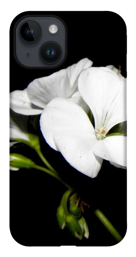 Geranium iPhone 14 Case featuring the photograph Geranium White by Kim Galluzzo Wozniak