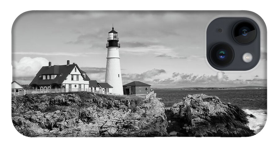Lighthouse iPhone Case featuring the photograph Guarding Ship Safety bw by Sue Karski
