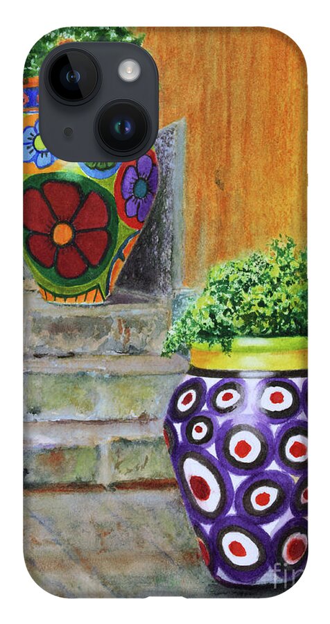 Italy iPhone 14 Case featuring the painting Italian Vases by Karen Fleschler