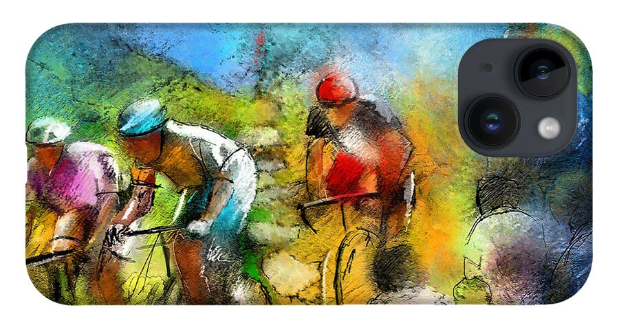 Sports iPhone 14 Case featuring the painting Le Tour de France 01 bis by Miki De Goodaboom