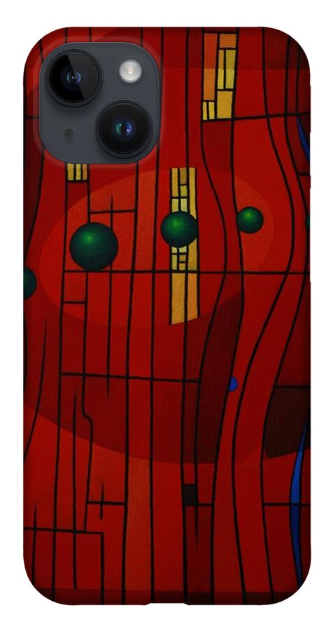 Abstract iPhone 14 Case featuring the painting Luminous Symphony by Alberto DAssumpcao