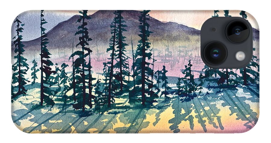 Mountains iPhone 14 Case featuring the painting Mountain Sunrise by Frank SantAgata