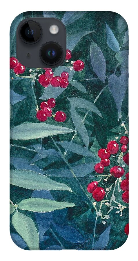 Plant iPhone 14 Case featuring the painting Nandina by Frank SantAgata