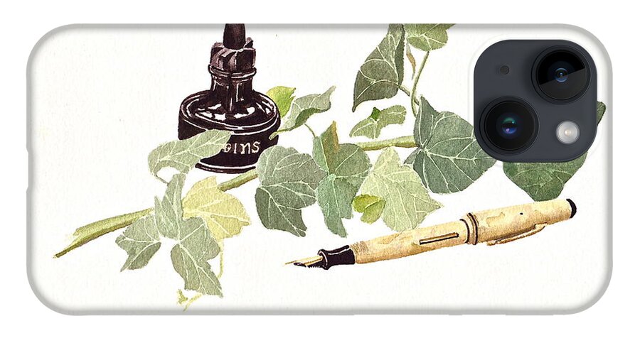 Ink iPhone 14 Case featuring the painting Pen Ink and Ivy by Frank SantAgata