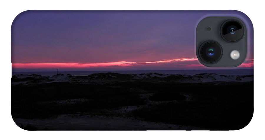 Sunrise iPhone 14 Case featuring the photograph Pink Sunrise Over The Dunes by Kim Galluzzo Wozniak