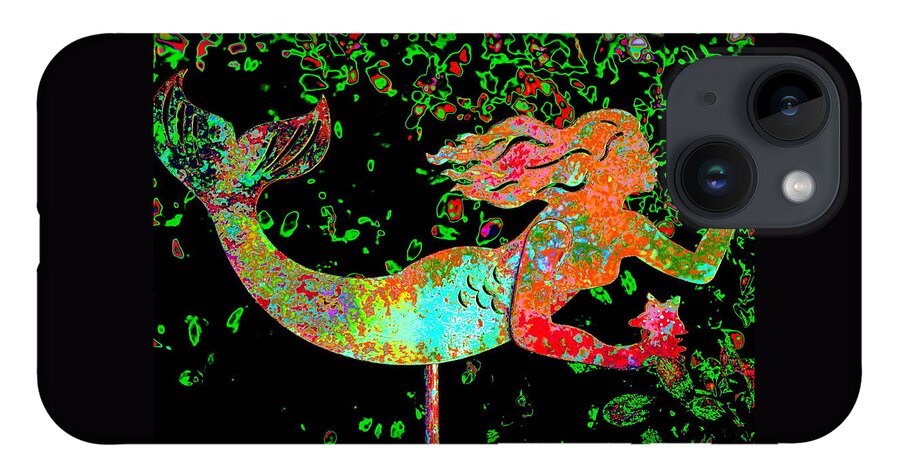 Rainbow iPhone 14 Case featuring the digital art Rainbow Mermaid by Larry Beat